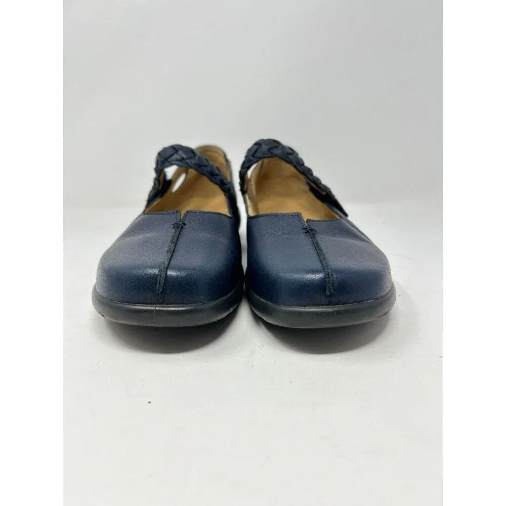 Hotter Women's US sz 9 Navy Leather Shake Mary Jane Flats Comfort Shoes